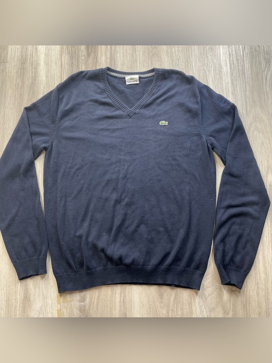 Lacoste Other - Lacoste Men's Navy V-Neck Sweater with Green Crocodile Logo